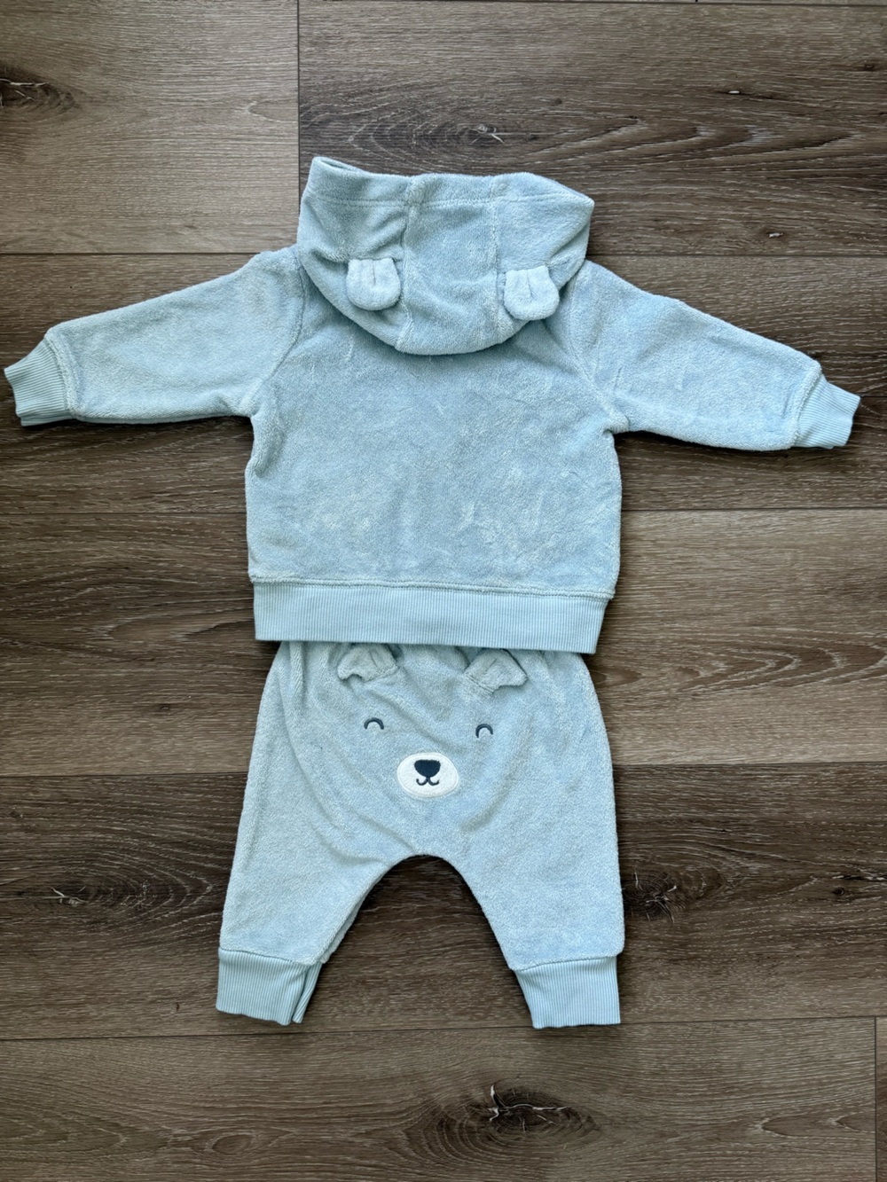 Carter's Light Blue Terry hooded bear athletic Set - Picture 3 of 3